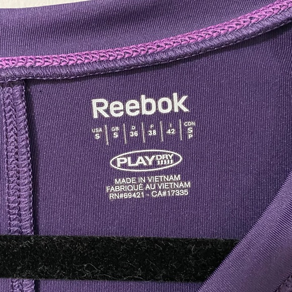 Reebok Purple V-Neck Athletic Play Dry Shirt SMALL - Picture 4 of 5